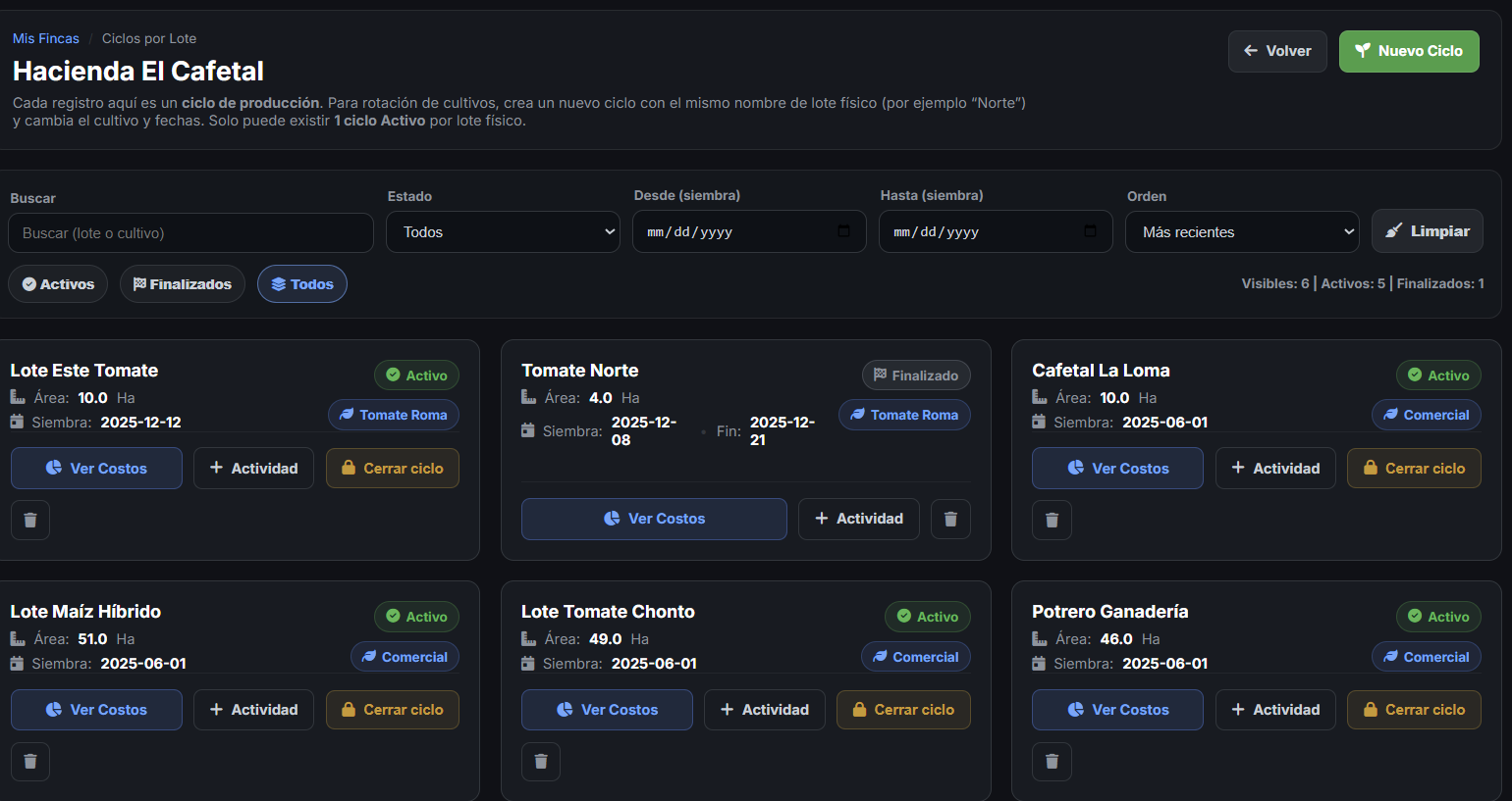 Lotes y ciclos de producción